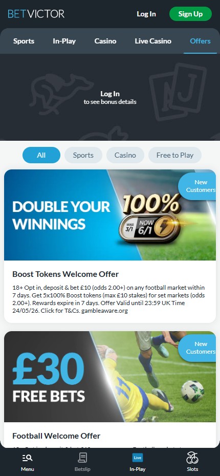 BetVictor Casino mobile lobby