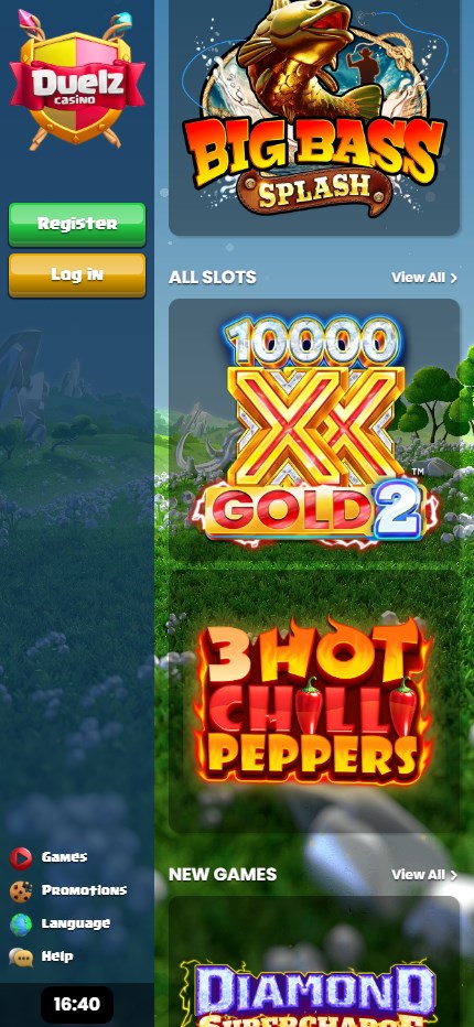 Duelz Casino mobile lobby